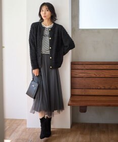 ANY L 【洗濯機可】ツイードニットジャケット