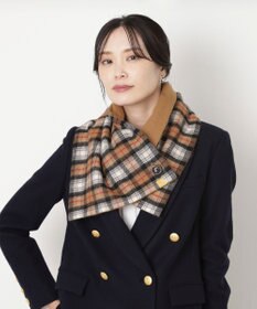 MOONBAT WEB限定【洗える】ミエル (miel) カシミヤ100％ チェックボタン付きマフラー