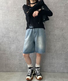 WEGO ワイドハーフデニムパンツ