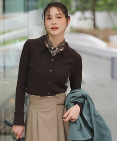 ANY SIS S CICA加工 襟デザイン ニット