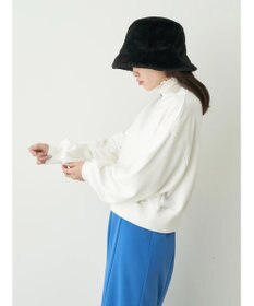 earth music&ecology クルーネック袖シャーリングスウェット