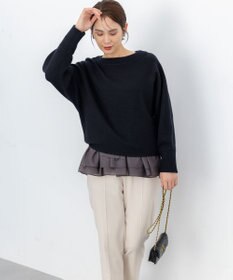 組曲 【加藤ローサさん着用】ウールカシミヤミックスボートネック ニット