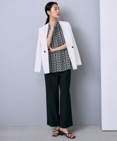 ICB L 【人気のため新色追加・接触冷感・UVケア・速乾・洗える】BackSatinAmunzen 5分袖バンドカラーブラウス