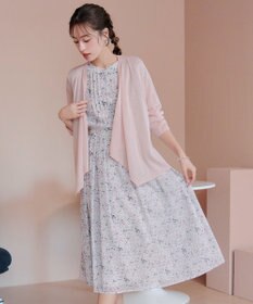 Tiaclasse 【小倉優子さん着用・洗える】フレアスリーブ柄ワンピース