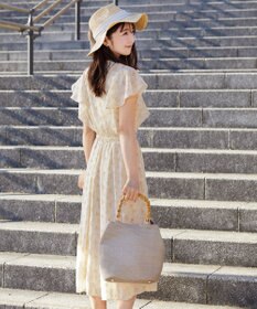 Tiaclasse 【小倉優子さん着用・洗える】フレアスリーブ柄ワンピース