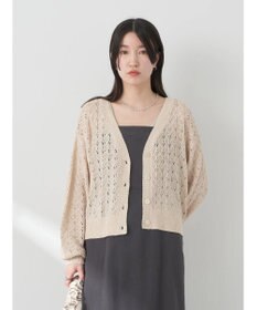 earth music&ecology 透かし編みテープヤーンカーディガン