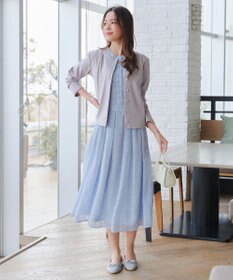 Tiaclasse 【小倉優子さん着用・洗える】フレアスリーブ柄ワンピース