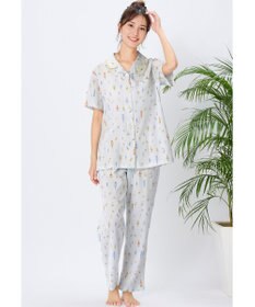 Wing パジャマ 綿100%(本体) 楊柳素材 高島ちぢみ（R） 3Lまで対応 大きいサイズ 5分袖 半袖 長ズボン レディース EP8047 ウイング／ワコール