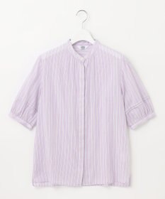 J.PRESS LADIES L 【洗える】綿キュプラコードストライプ バンドカラー ブラウス