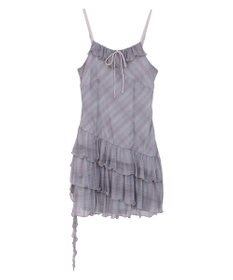 earth music&ecology フロントリボンチェックミニキャミワンピース