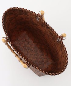 ANY 【A4サイズ収納可】バンブー調ハンドルカゴバッグ