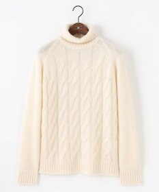 JOSEPH ABBOUD 【インポート素材/ソフトな肌触り/軽量】MOUSSE タートルネックニット アイボリー系