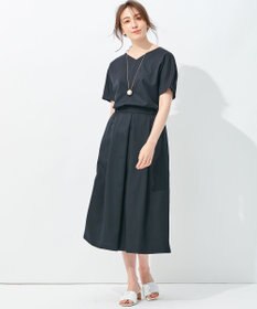 自由区 【接触冷感・速乾・UVカット・撥水・防シワ】リネンライクツイル タックスカート