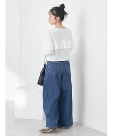 earth music&ecology フリル切替えショートブラウス