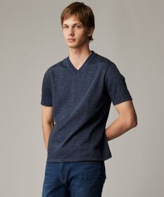 JOSEPH ABBOUD 【リネン素材/吸水速乾/日本素材】リネンハニカム Vネック Tシャツ