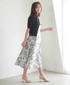 Feroux ラッフルバイカラートリム ワンピース