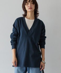 AMERICAN HOLIC Vネックサイドスリットロングスウェットプルオーバー/チュニック