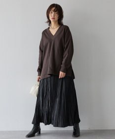 AMERICAN HOLIC Vネックサイドスリットロングスウェットプルオーバー/チュニック