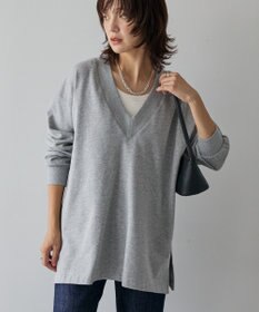 AMERICAN HOLIC Vネックサイドスリットロングスウェットプルオーバー/チュニック