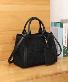 style code 【MERCURYDUO/マーキュリーデュオ】ロゴ巾着&カードケース付 軽量エンブロイダリーレース 2WAYトートバッグ