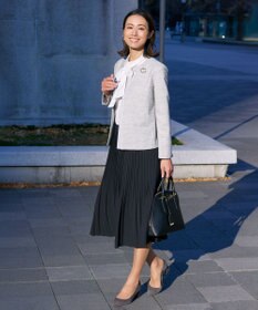 J.PRESS LADIES ライトツイードストレッチ ノーカラー ジャケット