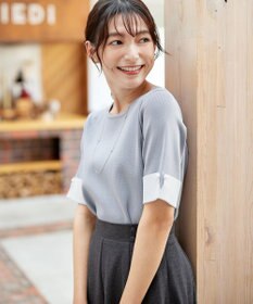 Tiaclasse L 【洗える】配色カフスニットトップス