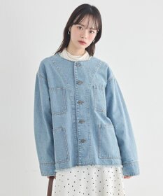 earth music&ecology 【綿100％】デニムノーカラーカバーオール