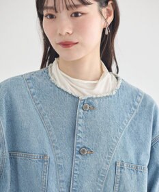 earth music&ecology 【綿100％】デニムノーカラーカバーオール