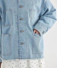 earth music&ecology 【綿100％】デニムノーカラーカバーオール