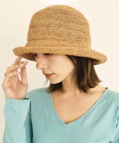 石田製帽 ラフィア糸入りかぎ編み後染　ショートセーラ