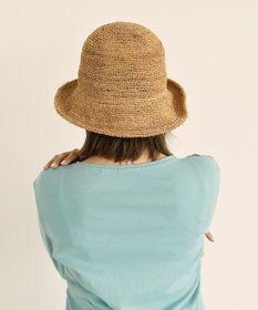 石田製帽 ラフィア糸入りかぎ編み後染　ショートセーラ