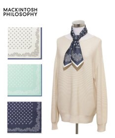 MOONBAT 【シルク100%】MACKINTOSH PHILOSOPHY(マッキントッシュ フィロソフィー）幾何柄 シルクプリントスカーフ 日本製 68cm×68cm UV対策