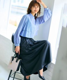 組曲 レザーライクライト タックギャザースカート
