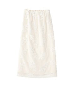 YECCA VECCA フラワー柄刺繍メッシュスカート
