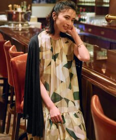 23区 【洗える】Pilatプリント タック ワンピース