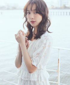 earth music&ecology 透かし花柄ブラウス