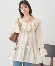 earth music&ecology 【綿100％】サイドリボンラッフルミニワンピース