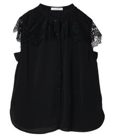 Green Parks 胸元レースフレンチスリーブブラウス