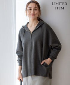 23区 L 【Lサイズ限定/洗える】ヴィスコースストレッチ ニット パーカー グレー系