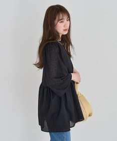 Green Parks ヒョウ柄ジャガードペプラムチュニックブラウス