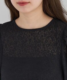 Green Parks ヒョウ柄ジャガードペプラムチュニックブラウス