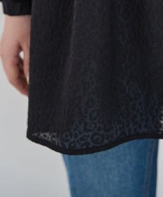 Green Parks ヒョウ柄ジャガードペプラムチュニックブラウス