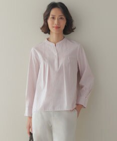 J.PRESS LADIES L 【WEB限定カラーあり】コンパクトエステネージュ スキッパー ブラウス ピンクストライプ系