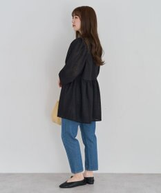 Green Parks ヒョウ柄ジャガードペプラムチュニックブラウス