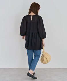 Green Parks ヒョウ柄ジャガードペプラムチュニックブラウス