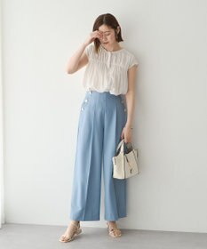 YECCA VECCA <<接触冷感>>フレンチスリーブギャザーブラウス