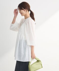 Green Parks ヒョウ柄ジャガードペプラムチュニックブラウス