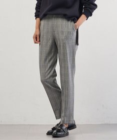 J.PRESS LADIES アルガンシルク チェック テーパード パンツ ライトグレーチェック系