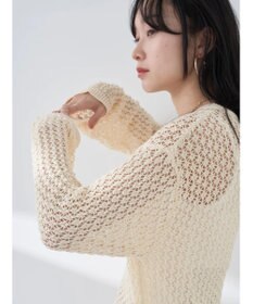 earth music&ecology メッシュ編みニットプルオーバー