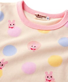 MIKI HOUSE HOT BISCUITS 【80-120cm】 ドット柄 ミニ裏毛パイル素材 腹巻き付き長袖パジャマ